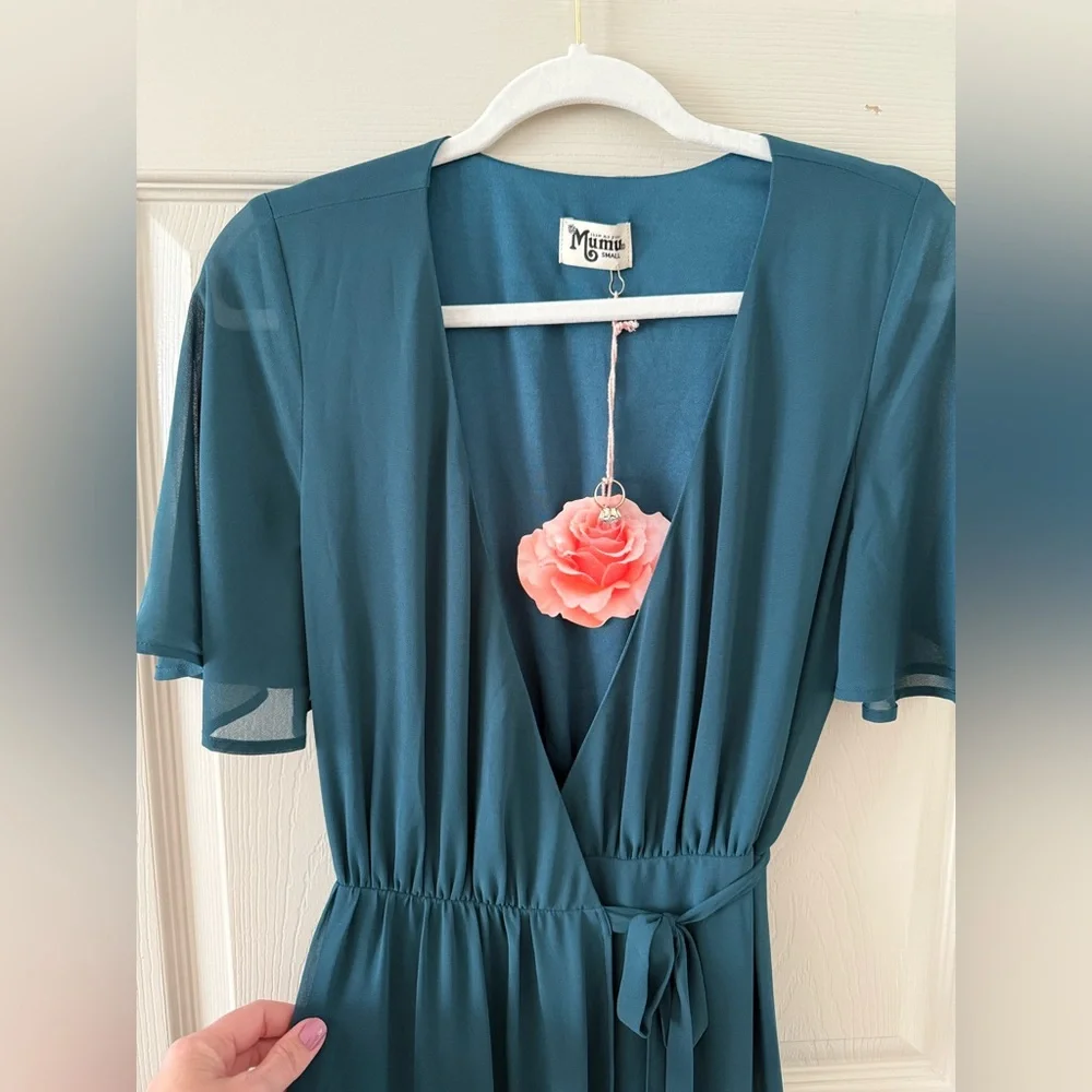Show Me Your Mumu Sophia Wrap Dress Deep Jade NWT